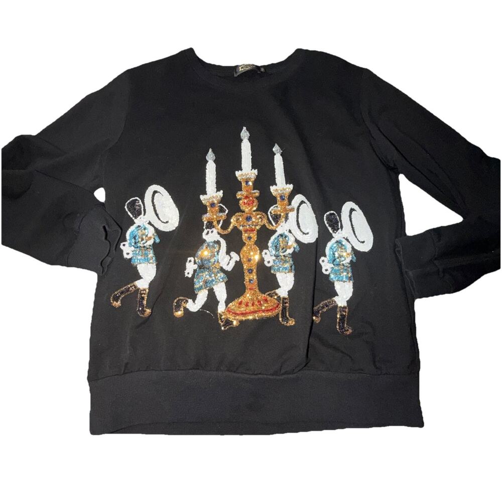 Sequin Medium Festive Candlebra Toy Soilder Sequin Sweatshirt Medium (V3)